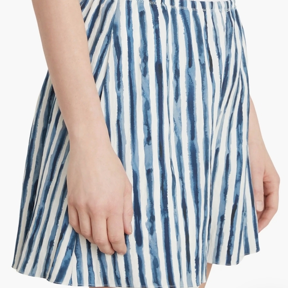 Vince High Waist Blue and White Striped Shorts